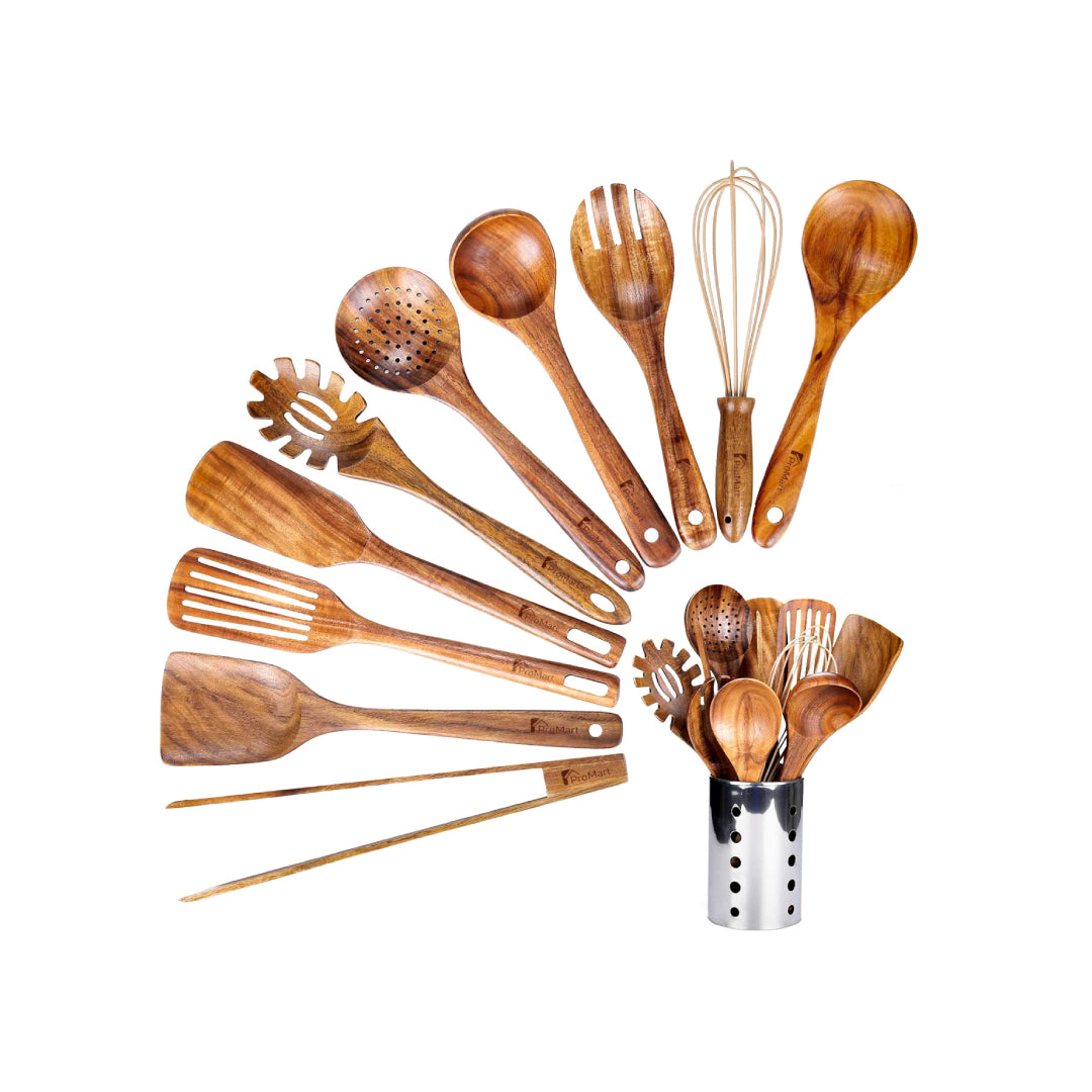 11 Pcs Wooden Kitchen Utensils Set